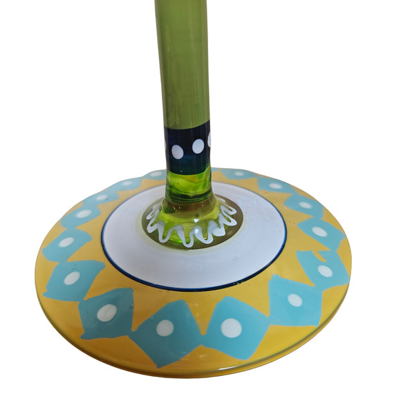 4 pcs  Pier 1 Margarita Glasses Mouth Blown Hand Painted Party Cocktail Stemware - Picture 7 of 8